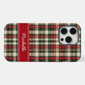 カスタムネーム入りレッドチェッククリスマスフォンケース iPhoneケース (裏面横)