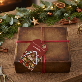 カスタムネーム入りレッドノースポールポスト クリスマス ギフトタグ