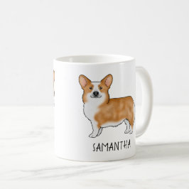カスタムネーム入りレッドペンブロークウェルシュコーギー かわいい犬 コーヒーマグカップ
