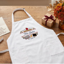 カスタムネーム入りレトロ調エプロン 先生への感謝を込めて