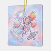 カスタムネーム入り宇宙飛行士少年スペースギャラクシー セラミックオーナメント (左)