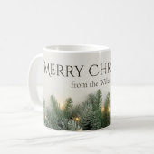 カスタムネーム入り松の枝とクリスマスイルミネーション コーヒーマグカップ (正面左)