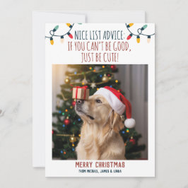 カスタムネーム入り楽しい犬のクリスマスフォト シーズンカード