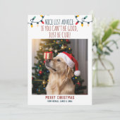 カスタムネーム入り楽しい犬のクリスマスフォト シーズンカード (スタンド正面)