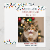 カスタムネーム入り猫のクリスマス写真 シーズンカード (正面/裏面)