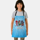 カスタムネーム入り男の子スーパーヒーローエプロン エプロン (インサイチュ)