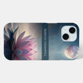カスタムネーム入り神秘的な満月蓮デザイン Case-Mate iPhoneケース (裏面 (横))