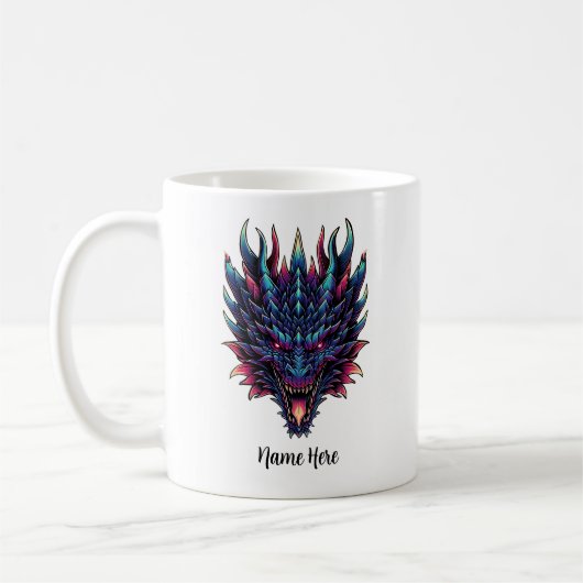 カスタムネーム入り神話のドラゴン コーヒーマグカップ (左)