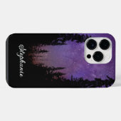 カスタムネーム入り紫の夜空の森の天の川ケース iPhoneケース (裏面横)