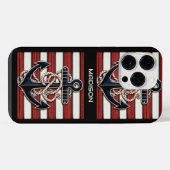 カスタムネーム入り航海用アンカーパターン iPhoneケース (裏面横)