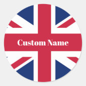 カスタムネーム入り英国旗ステッカー - 英国風ギフト用ラベル ラウンドシール (正面)