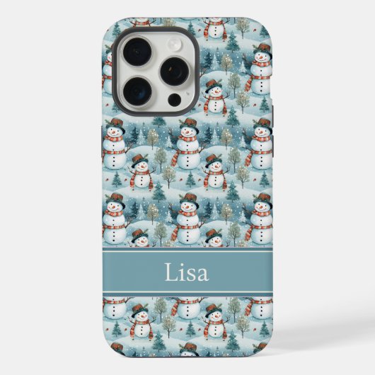 カスタムネーム入り雪だるま柄スマホケース iPhoneケース (裏面)