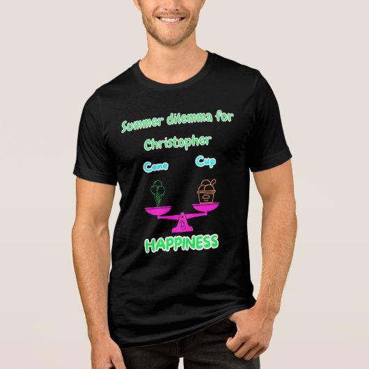 カスタムネーム入り面白いアイスの夏ジレンマネオンティー トライブレンドTシャツ (正面)