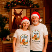 カスタムネーム入り面白カップル馬クリスマスTシャツ Tシャツ