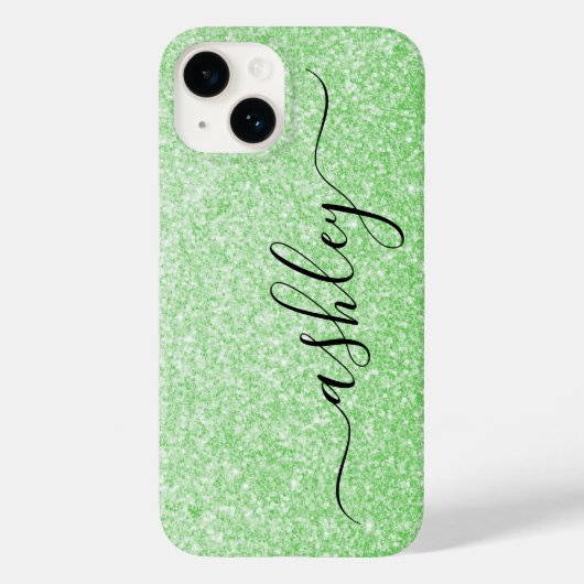 カスタムネーム入り高級グリーンギラギラスマホケース Case-Mate iPhoneケース (裏面)