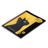 カスタムネーム入り黒猫の思考泡デザイン ノートブック (左側)