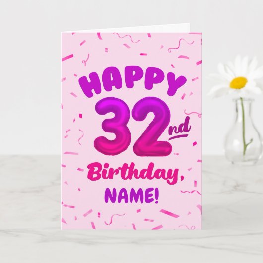 カスタムネーム入り32歳の誕生日カード カード (小さな植物)