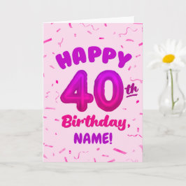 カスタムネーム入り40歳の誕生日お祝いカード カード