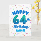カスタムネーム入り64歳の誕生日カード カード (黄色い花)