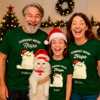 カスタムネーム入り!おもしろいイライラ猫のクリスマスTシャツ Tシャツ