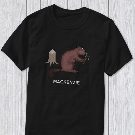 カスタムネーム入り かわいいビーバー Tシャツ