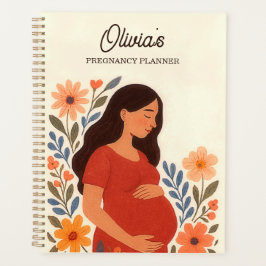 カスタムネーム入り イラスト マタニティ コージー フラワー プランナー手帳