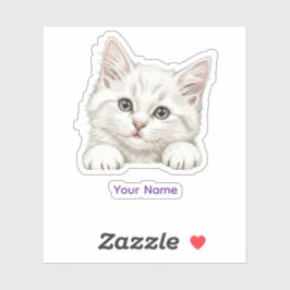 カスタムネーム入り オリジナル 子猫アートギフト シール