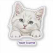 カスタムネーム入り オリジナル 子猫アートギフト シール (正面)