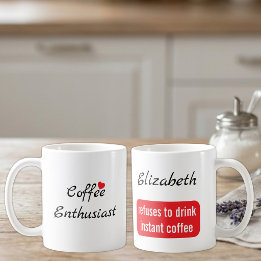 カスタムネーム入り コーヒー愛好家 白と赤 コーヒーマグカップ