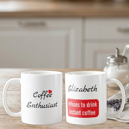 カスタムネーム入り コーヒー愛好家 白と赤 コーヒーマグカップ