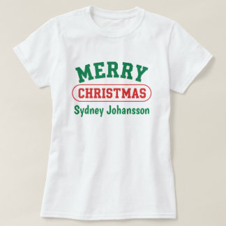 カスタムネーム入り メリークリスマス レトロ Tシャツ