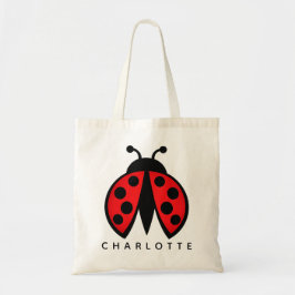カスタムネーム入り 可愛いてんとう虫の羽ばたくデザイン トートバッグ