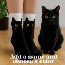カスタムネーム入り 黒猫ソックス - かわいいギフト