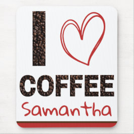 カスタムネーム入り I Love Coffee マウスパッド