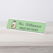 カスタムネーム教師感謝オウルからのメモ デスクネームプレート (正面)