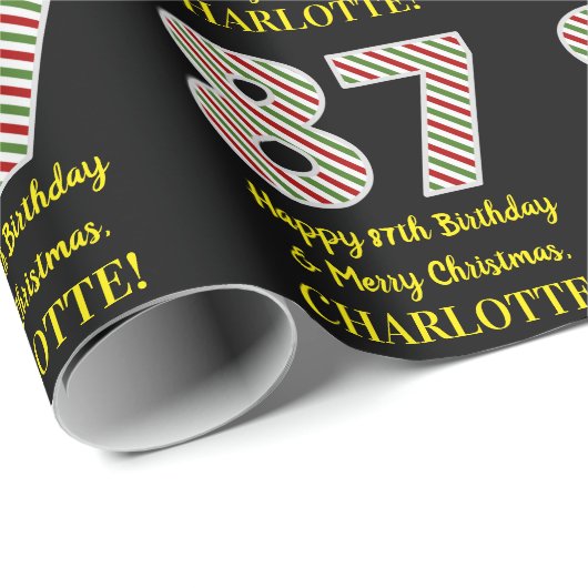 カスタムネーム様、８７歳のお誕生日おめでとうございます！そして、クリスマスプレゼントも一緒にどうぞ！ ラッピングペーパー (ロールコーナー)