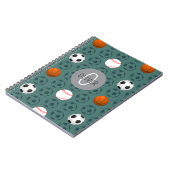 カスタムネーム男子スポーツサッカーパターン子供学校 ノートブック (左側)