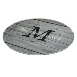 カスタムネーム素朴カントリーファームハウスモノグラムの カッティングボード