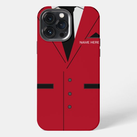 カスタムネーム赤いスーツ ネクタイ 楽しい iPhoneケース (裏面)