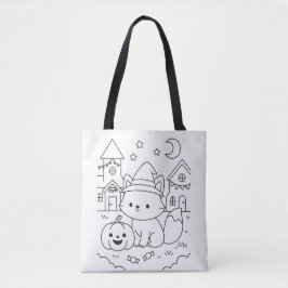 カスタムネーム かわいいハロウィーン 着色 キッズDIY トートバッグ