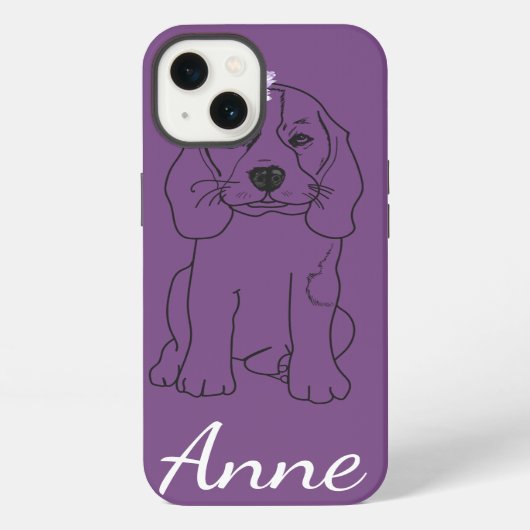 カスタムネーム かわいい犬 花 iPhoneケース (裏面)