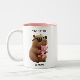 カスタムネーム かわいい カピバラ テディベア ピンクマグカップ ツートーンマグカップ