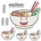 カスタムネーム かわいい カワイイ 麺類 シール (正面)