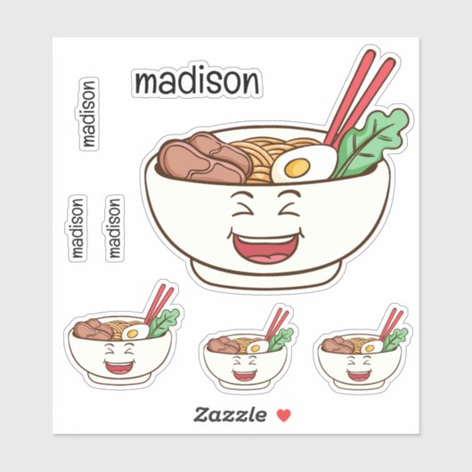 カスタムネーム かわいい カワイイ 麺類 シール (シート)