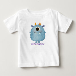 カスタムネーム かわいい 一眼のモンスター 幼児用Tシャツ ベビーTシャツ
