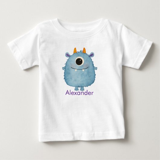 カスタムネーム かわいい 一眼のモンスター 幼児用Tシャツ ベビーTシャツ (正面)