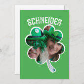 カスタムネーム アイリッシュクローバー写真 セントパトリックデー シーズンカード (正面/裏面)