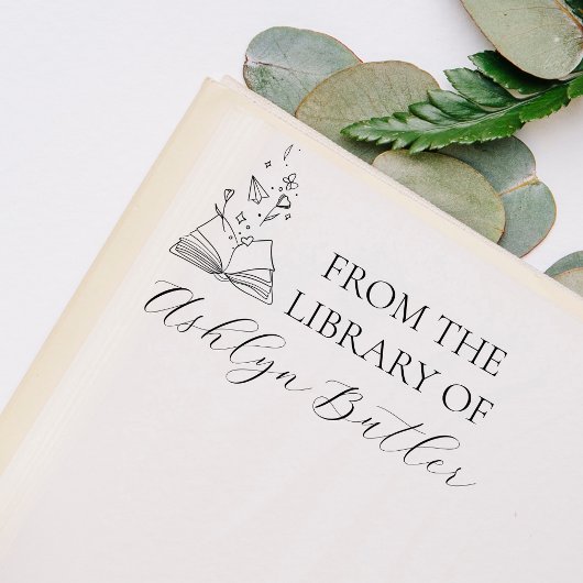 カスタムネーム ウッドスタンプ あなたの本のライブラリーから ラバースタンプ