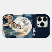 カスタムネーム オオカミ 月に吠える iPhoneケース (裏面横)