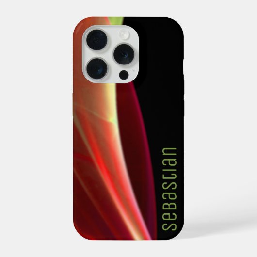 カスタムネーム オレンジ グリーン 抽象 iPhoneケース (裏面)